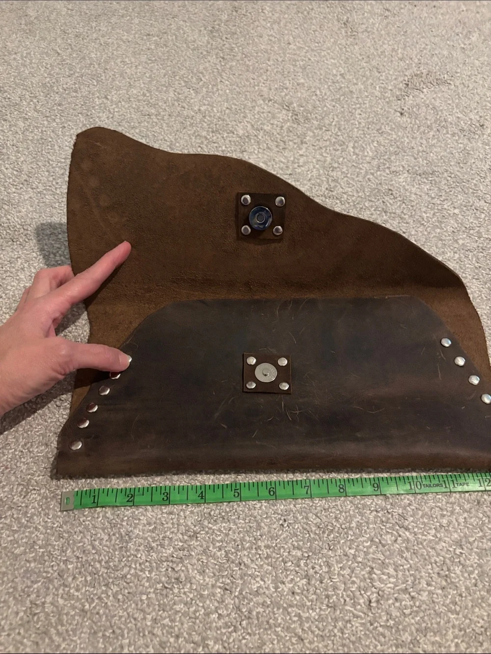 Brown Leather Studded Clutch